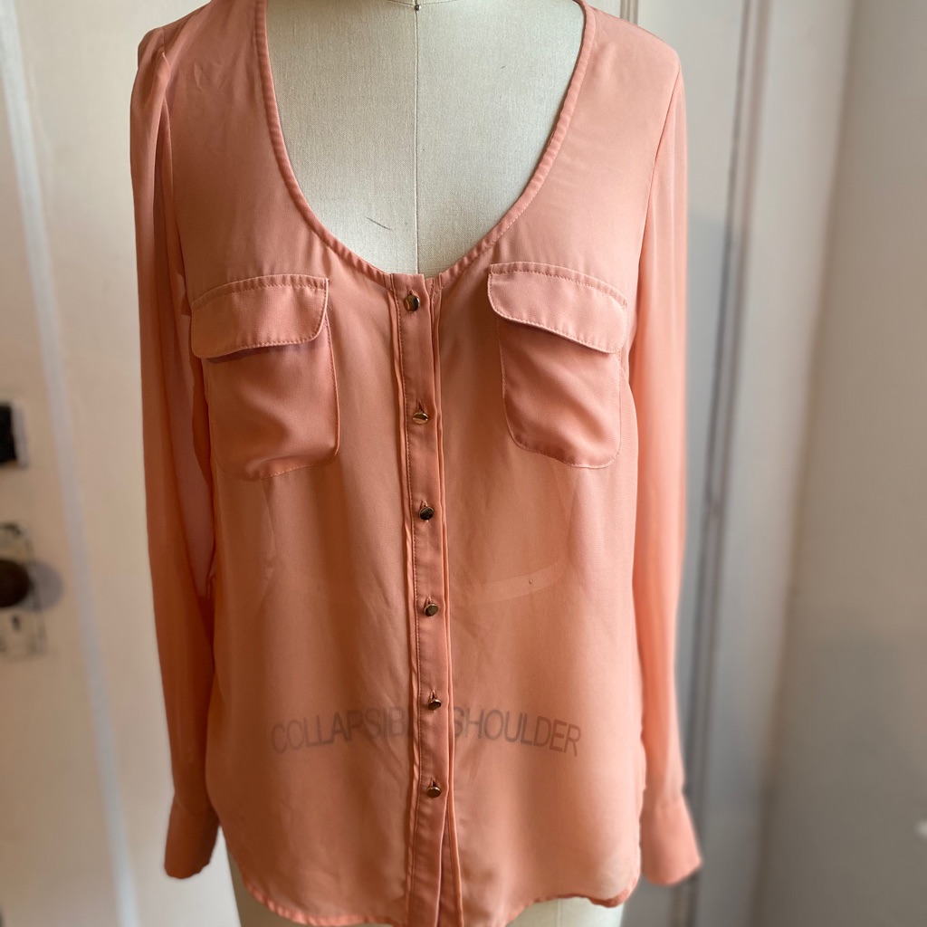 Peach Poly Blend Shell Button Up